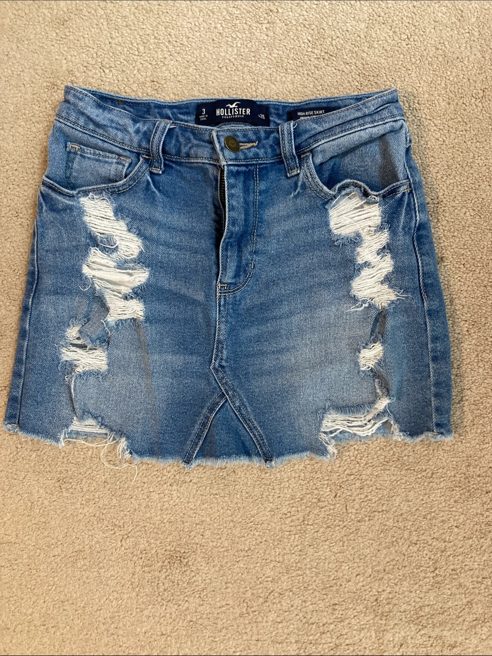 Hollister Distressed Denim Mini Skirt - Blue